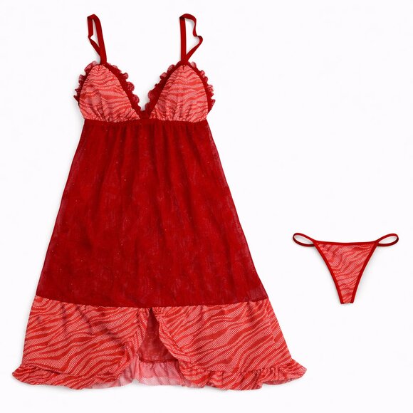 Other - Sheer Lace Babydoll w/ G-String | Red | One Size